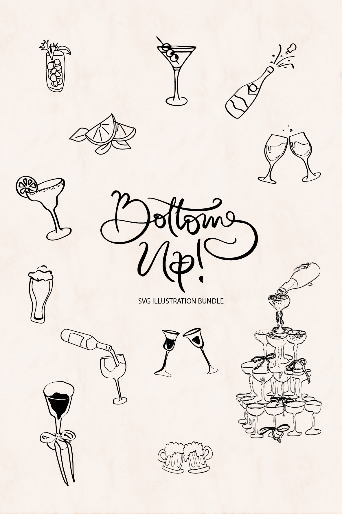 Bottoms Up Illustrations SVG Bundle