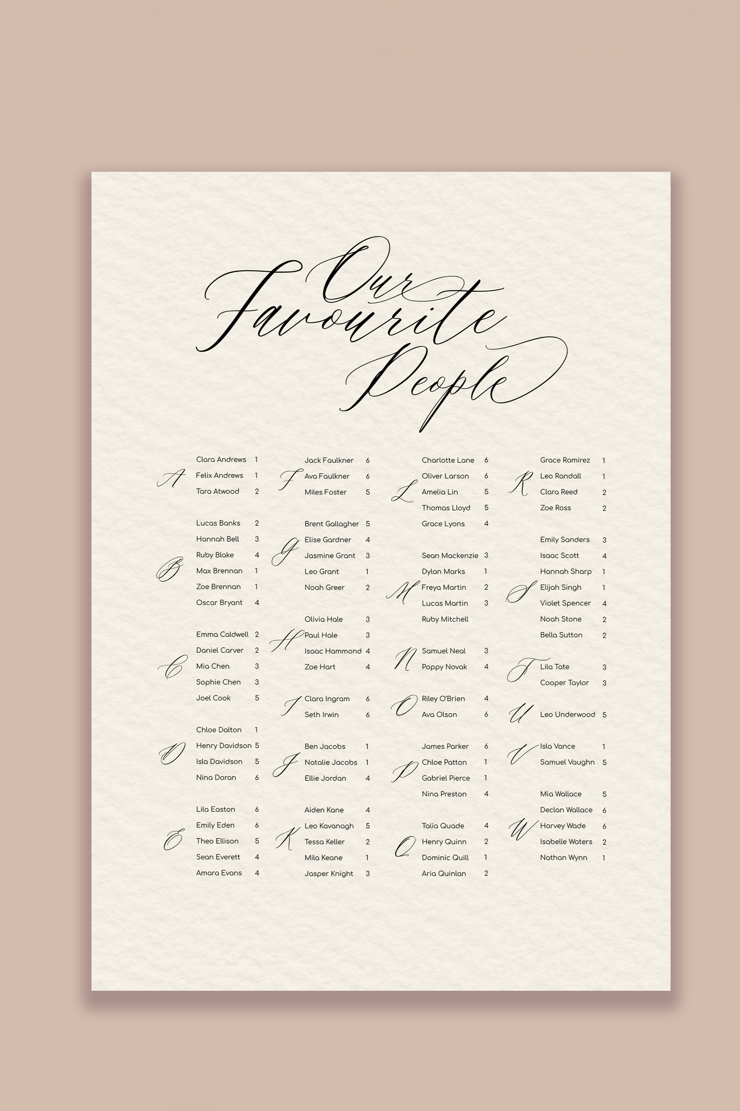 Fleur Seating Chart Template