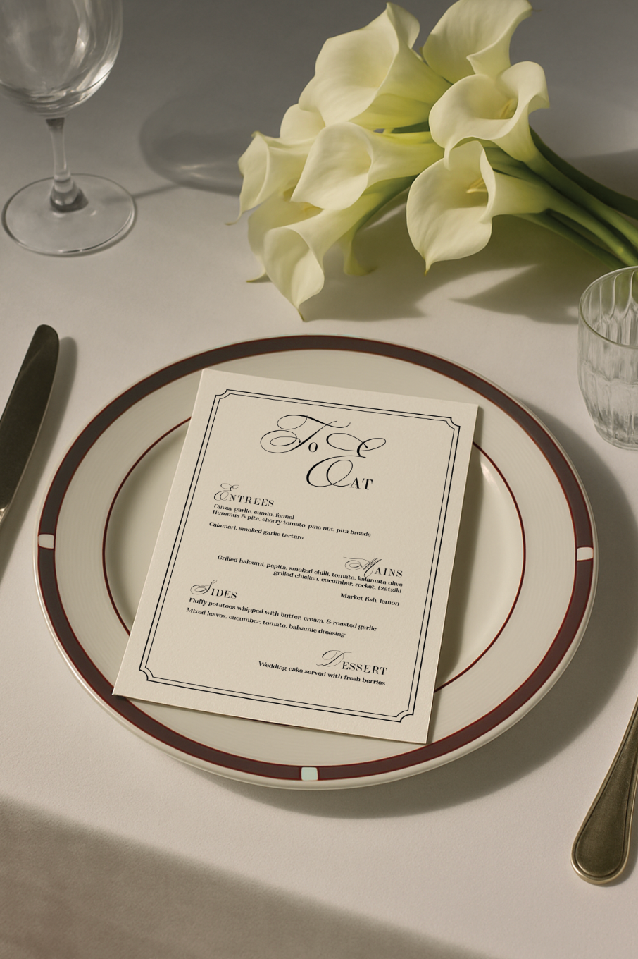 Swan Lake Menu Template