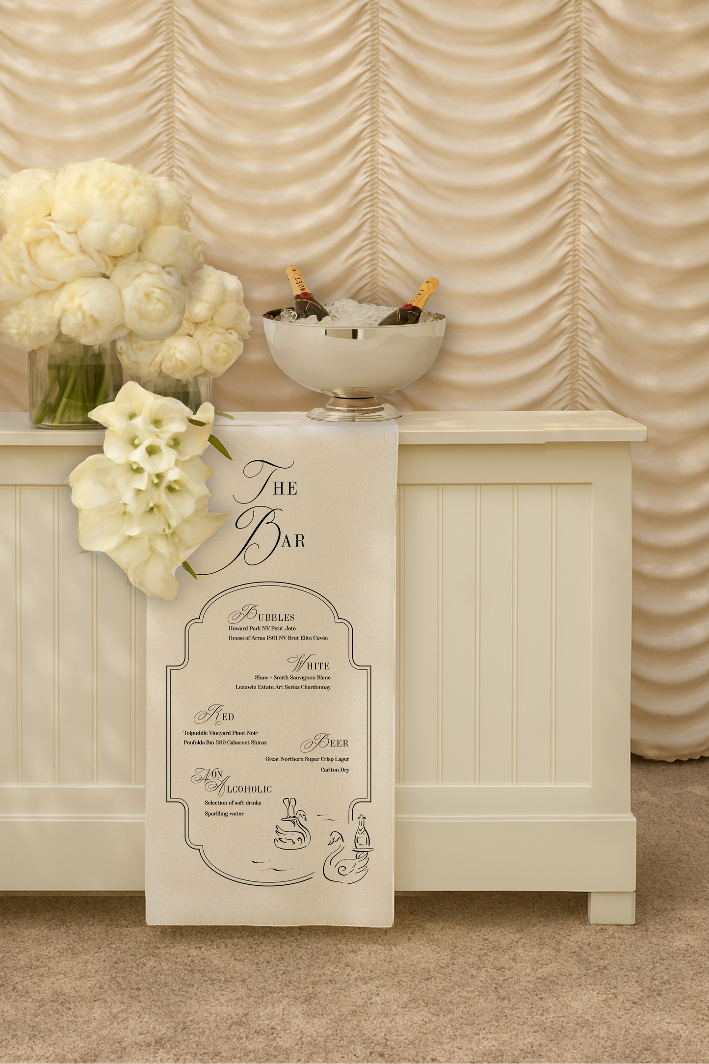 Size 1 Linen Sign - Bar Sign - Swan Lake Design