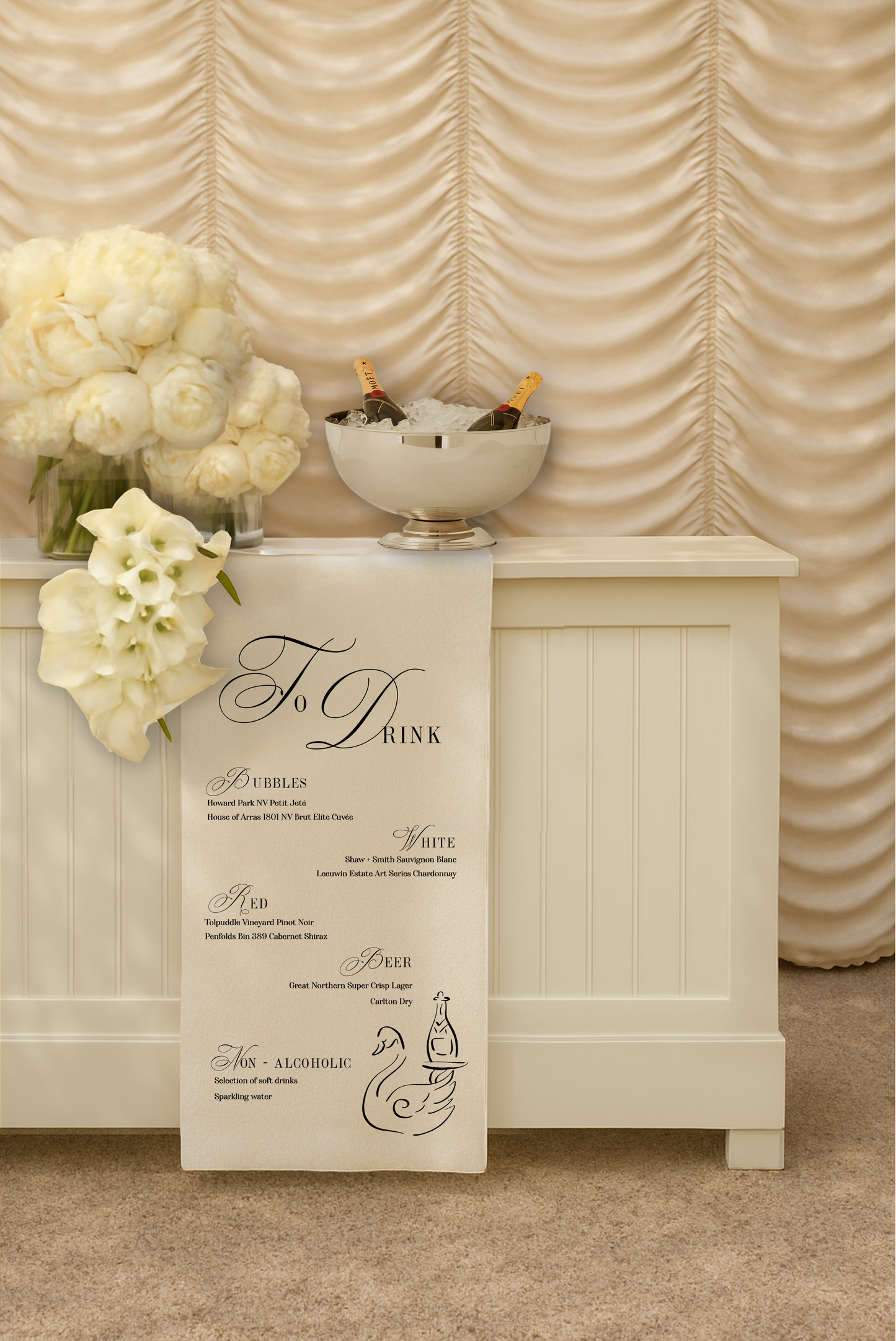 Size 1 Linen Sign - Bar Sign - Swan Lake Design