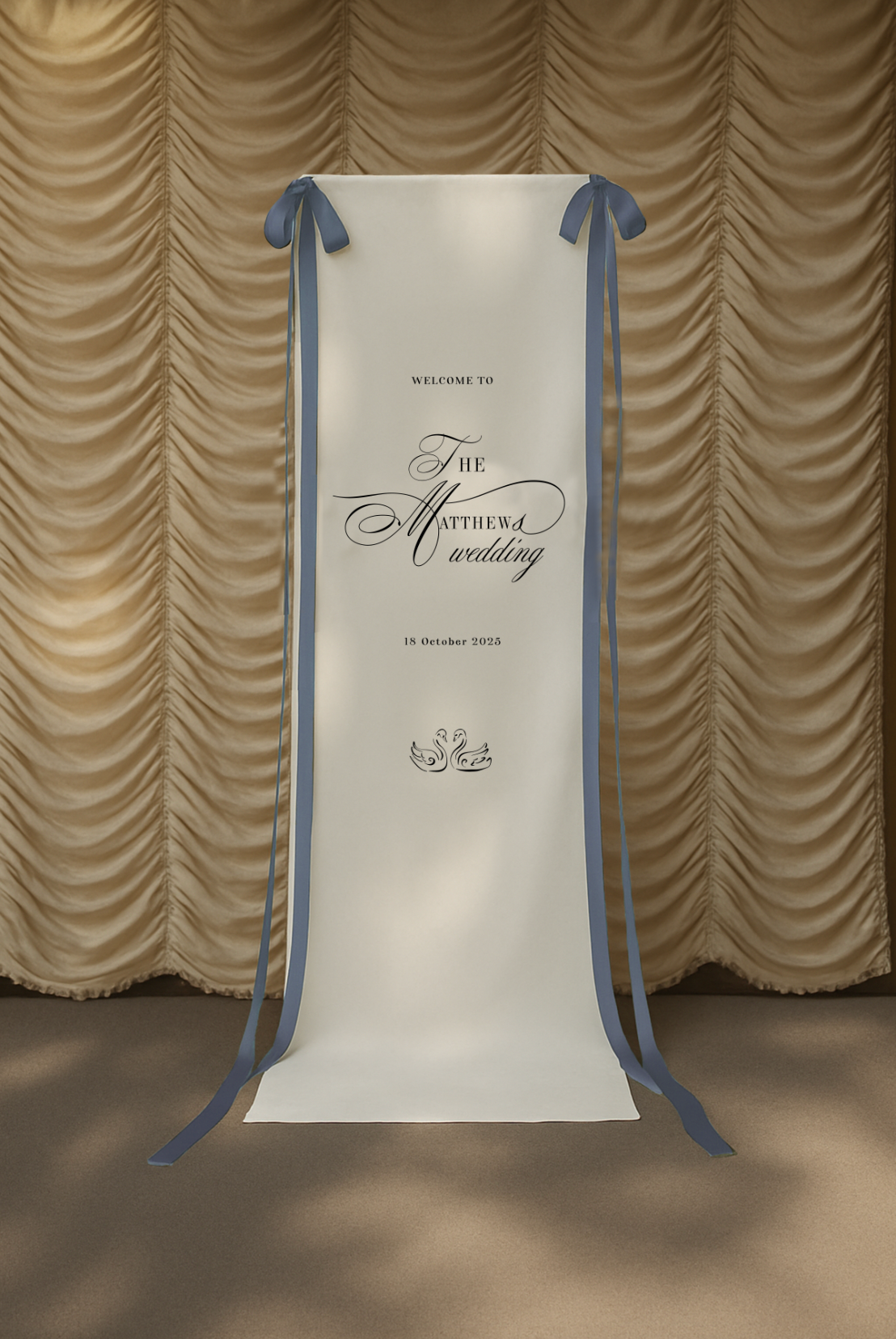 Size 4 Linen Sign - Welcome Sign - Swan Lake Design