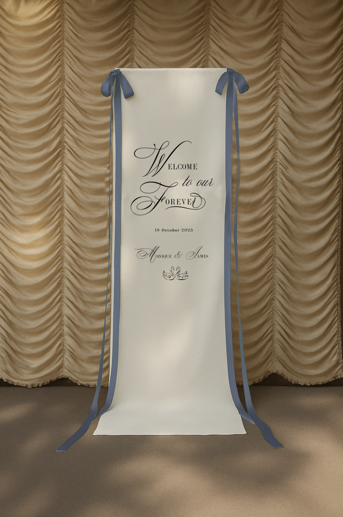 Size 4 Linen Sign - Welcome Sign - Swan Lake Design