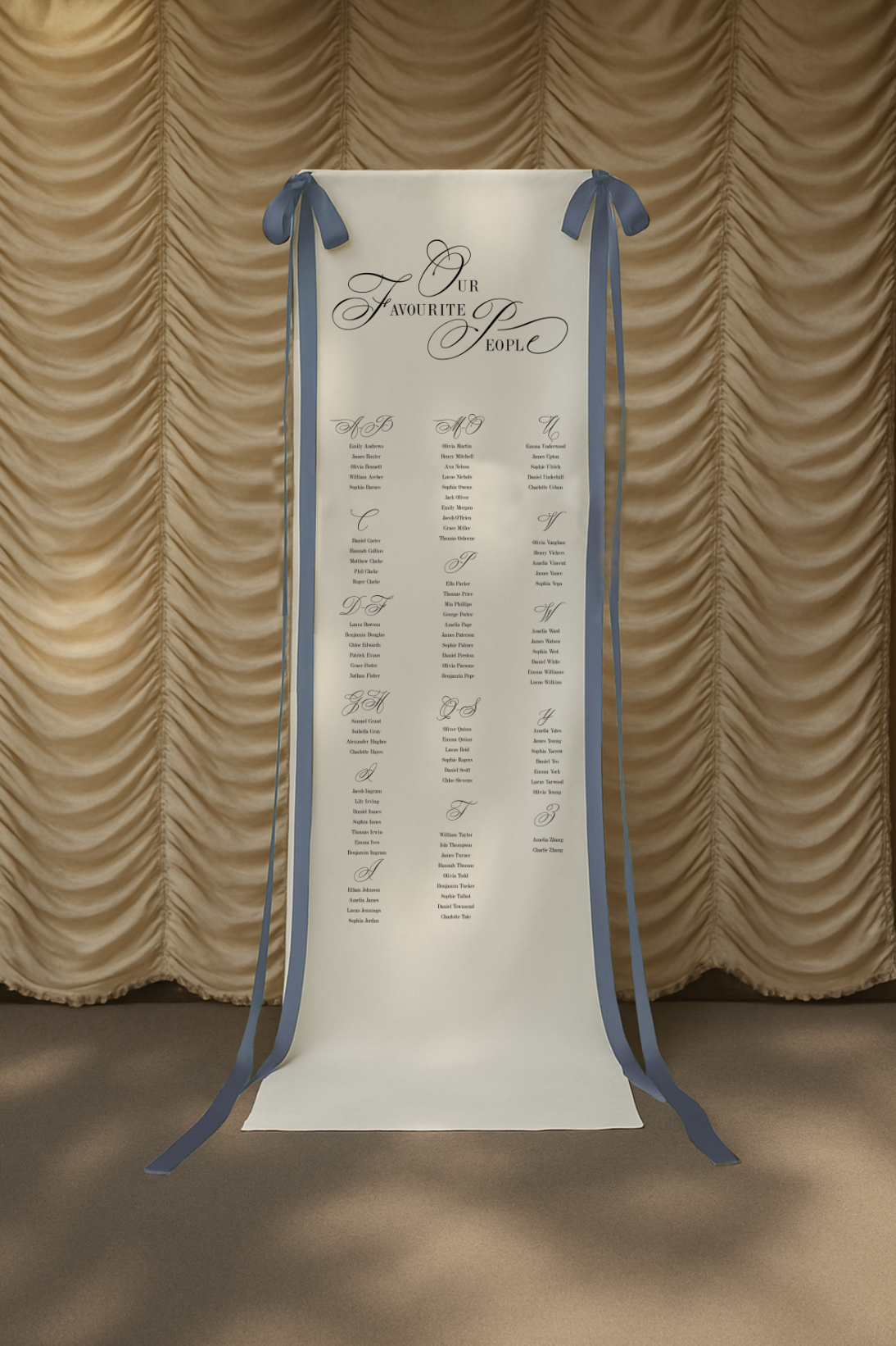 Size 4 Linen Sign - Seating Sign - Swan Lake Design