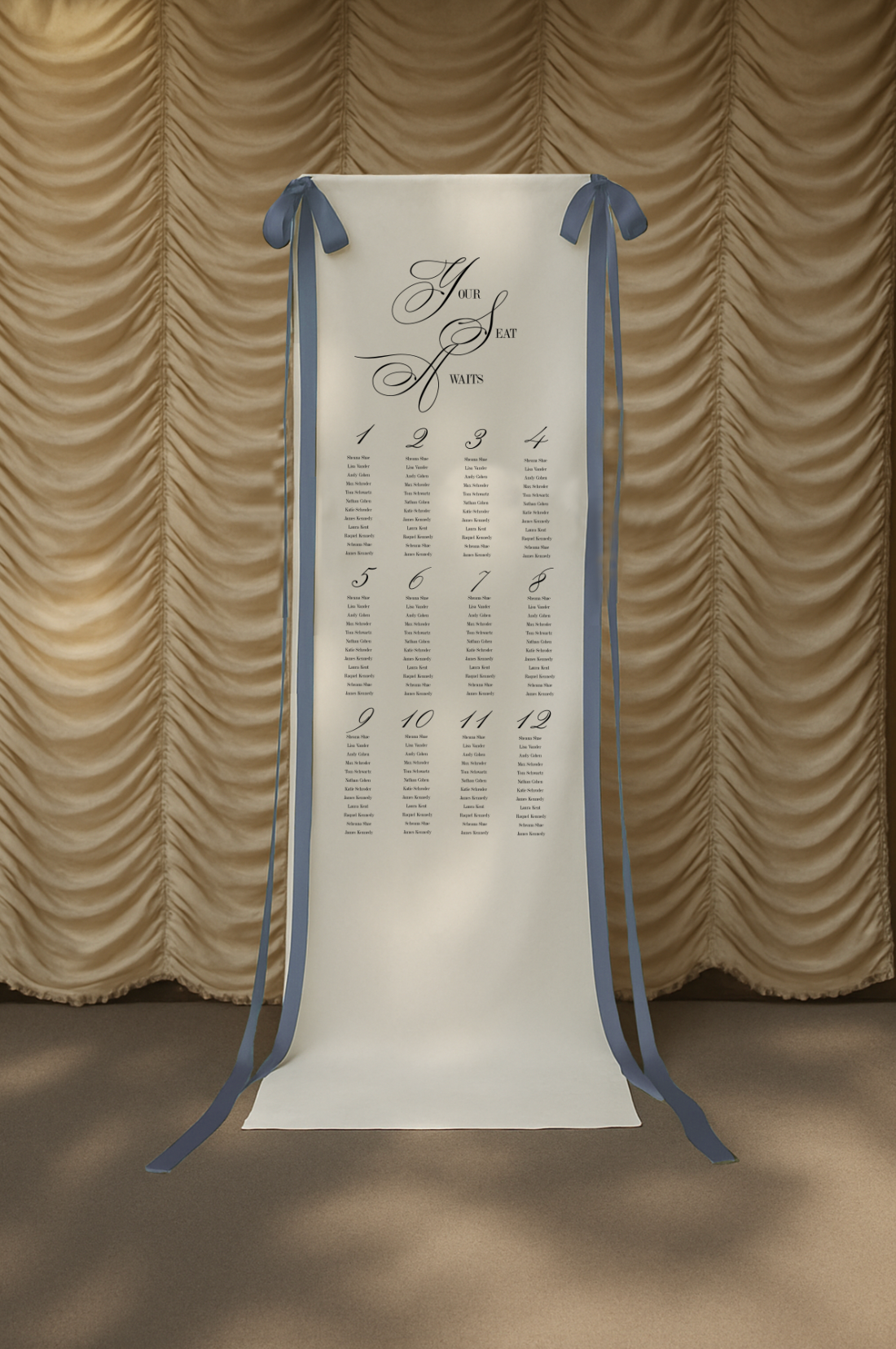 Size 4 Linen Sign - Seating Sign - Swan Lake Design