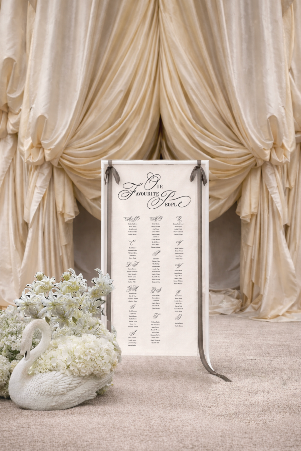 Size 2 Linen Sign - Seating Chart - Swan Lake Design