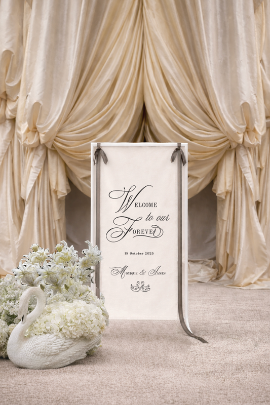 Size 2 Linen Sign - Welcome Sign - Swan Lake Design