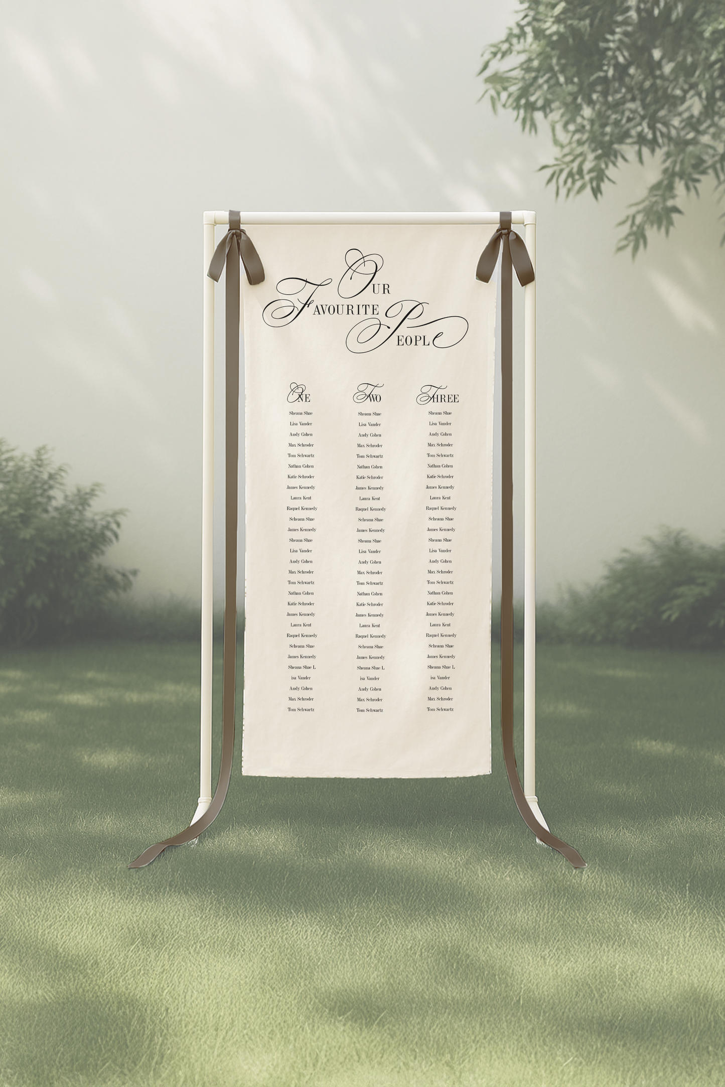 Size 2 Linen Sign - Seating Chart - Swan Lake Design