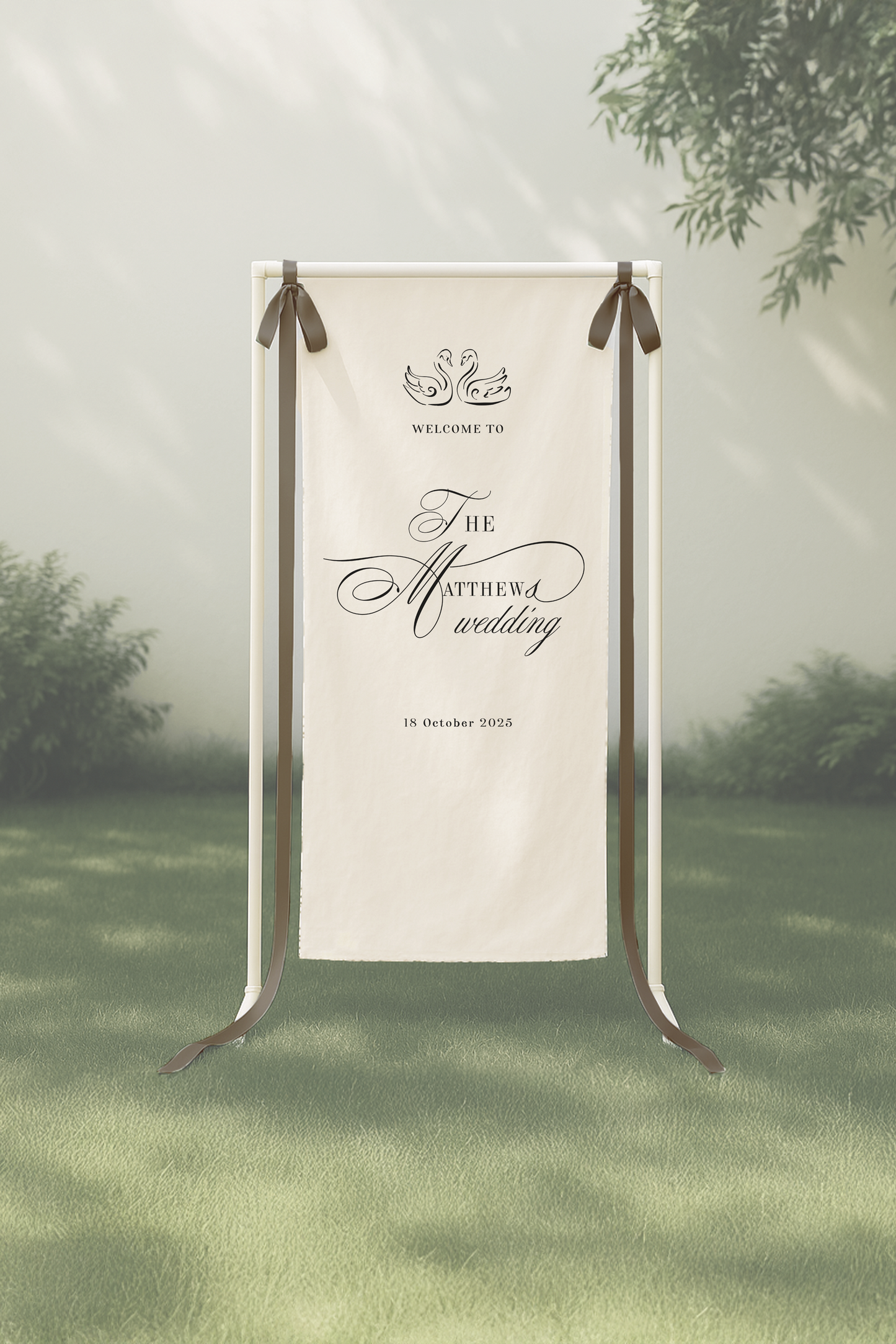 Size 2 Linen Sign - Welcome Sign - Swan Lake Design