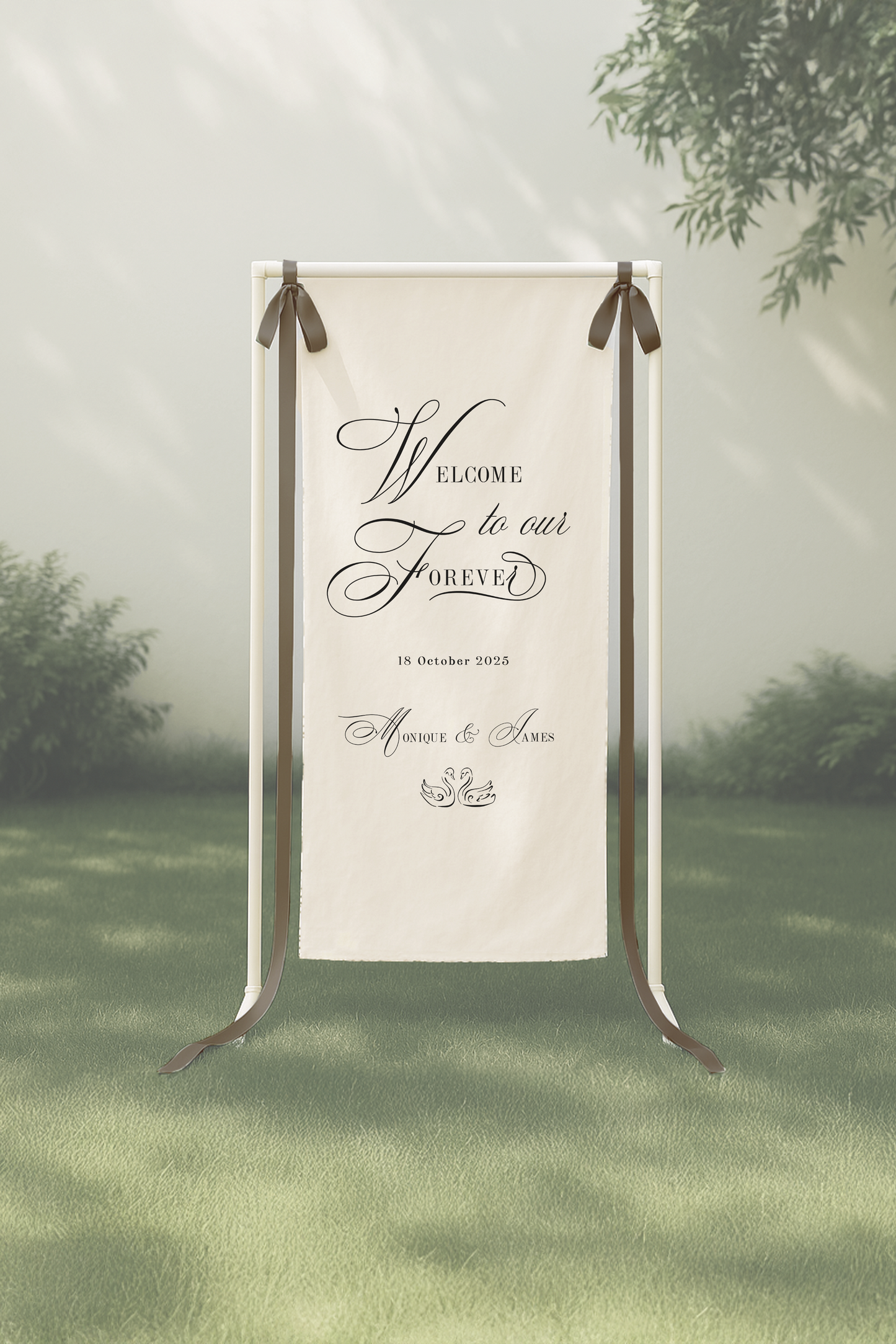 Size 2 Linen Sign - Welcome Sign - Swan Lake Design