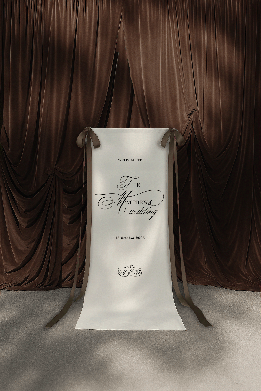 Size 3 Linen Sign - Welcome Sign - Swan Lake Design