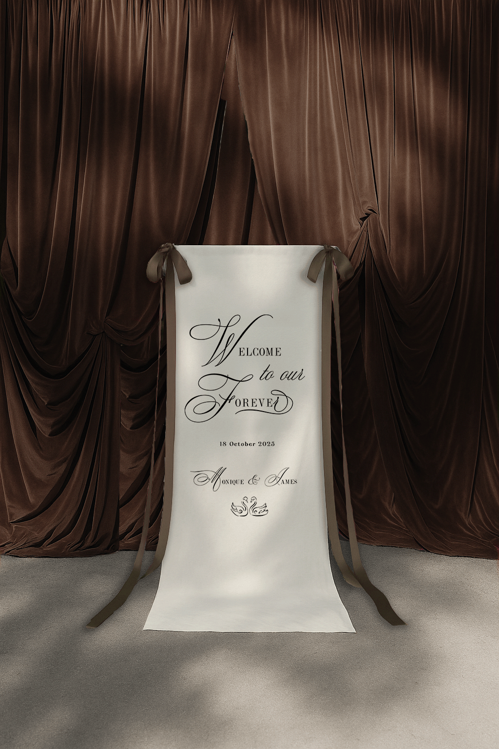 Size 3 Linen Sign - Welcome Sign - Swan Lake Design